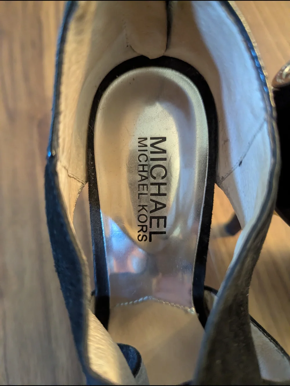 Michael Kors Black Suede Crisscross Peep-Toe Stiletto Heels - Size US 7M
